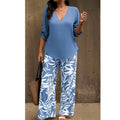 🥳 2026 MEGA SALE: 50% OFF! 💞 V-Neck Blouse & Printed Wide-Leg Pants