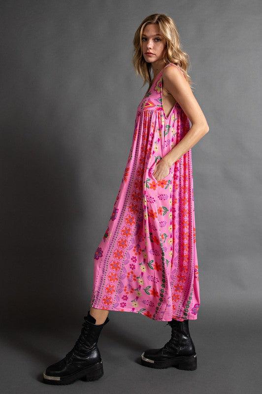 Hot sale 60%OFF & FREE SHIPPING 😍Vintage floral print loose sleeveless jumpsuit