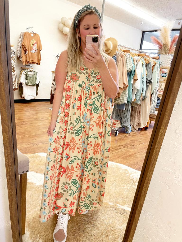Hot sale 60%OFF & FREE SHIPPING 😍Vintage floral print loose sleeveless jumpsuit