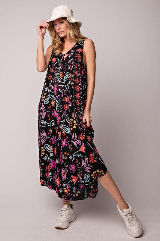 Hot sale 60%OFF & FREE SHIPPING 😍Vintage floral print loose sleeveless jumpsuit