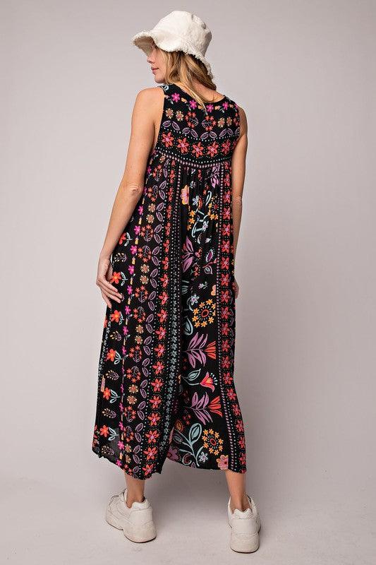 Hot sale 60%OFF & FREE SHIPPING 😍Vintage floral print loose sleeveless jumpsuit
